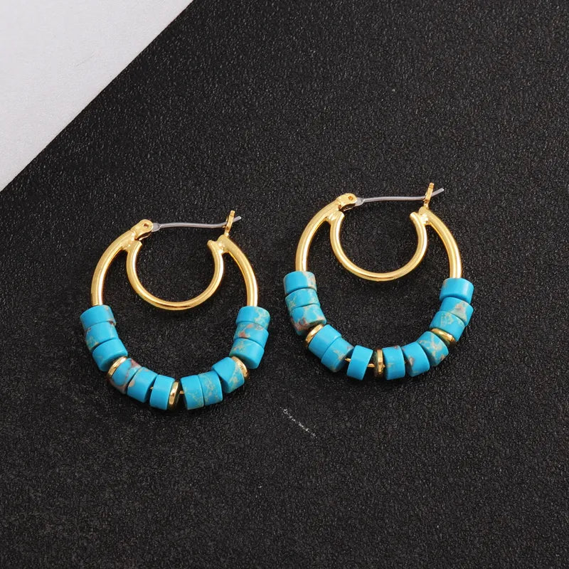 Matilda Turquoise Beaded Hoops (Pre-Order) - HAPPY HOURS