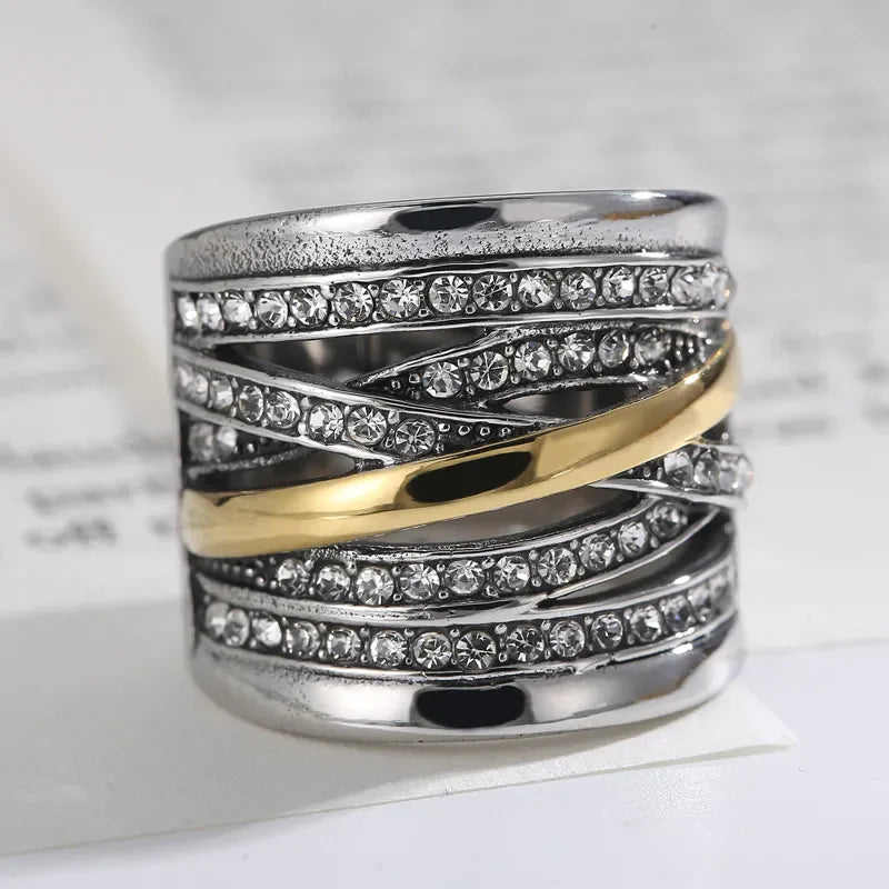 Mixed Metal Statement Ring (Pre-Order) - HAPPY HOURS