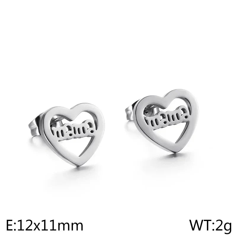Mama Heart Stud Earrings (Pre-Order) - HAPPY HOURS