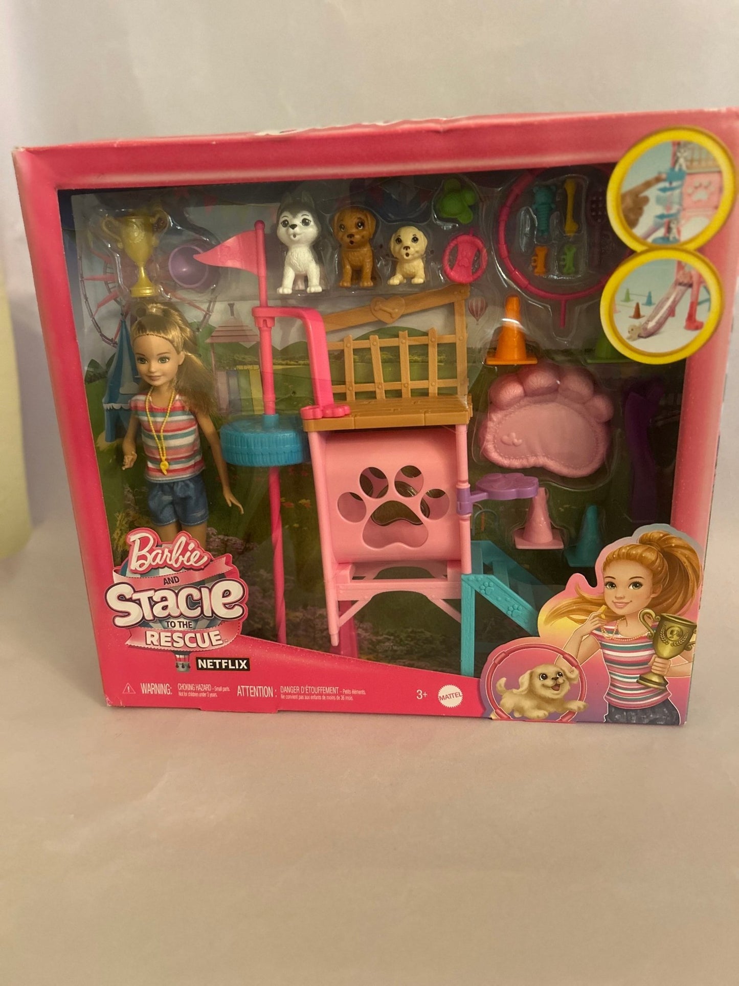 Barbie and Stacie to The Rescue Puppy Obstacle Course with Doll Playset New Gift - HAPPY HOURS