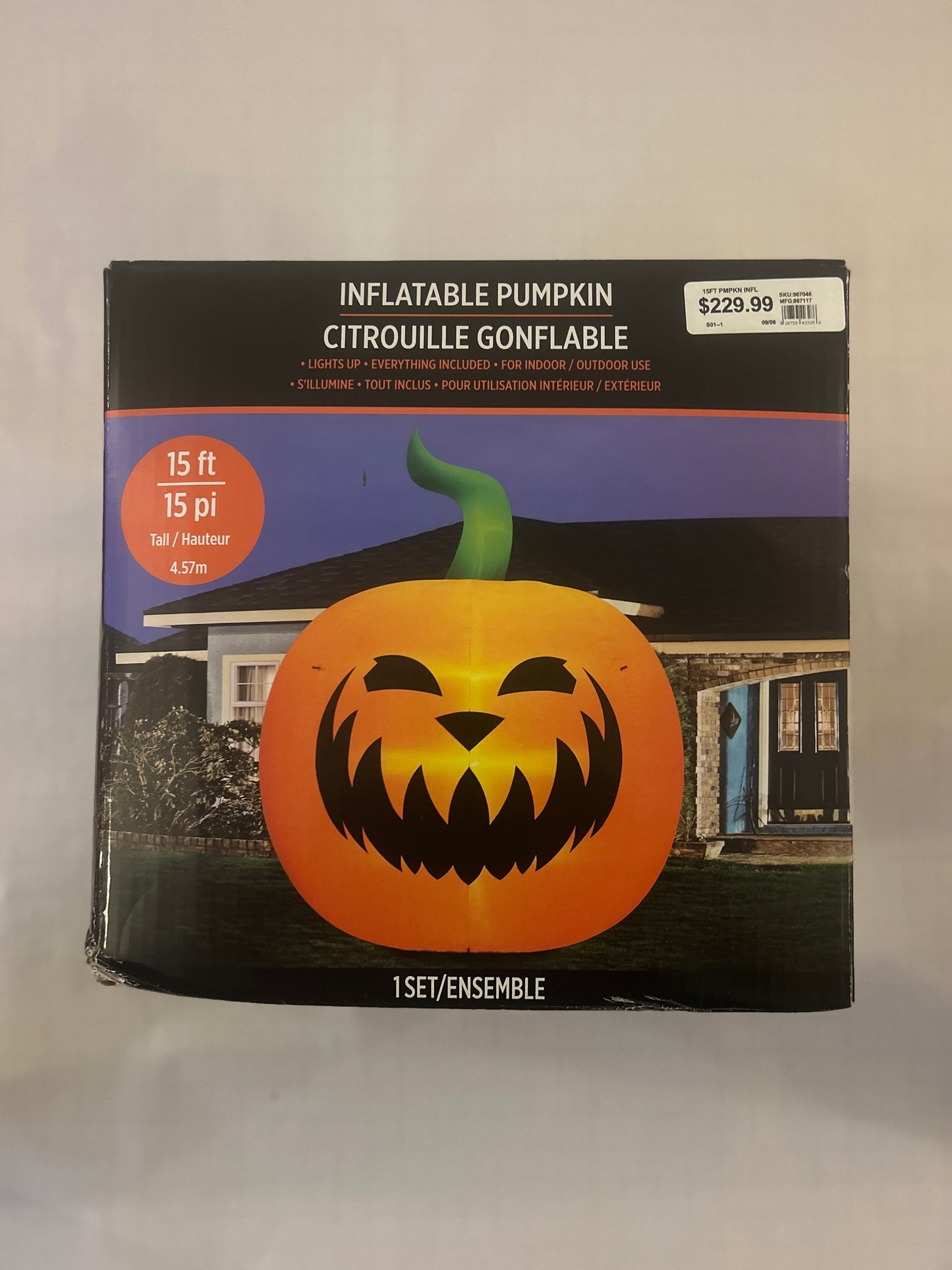 Halloween Inflatable 15 FT Light Up Colossal Pumpkin Jack Lantern