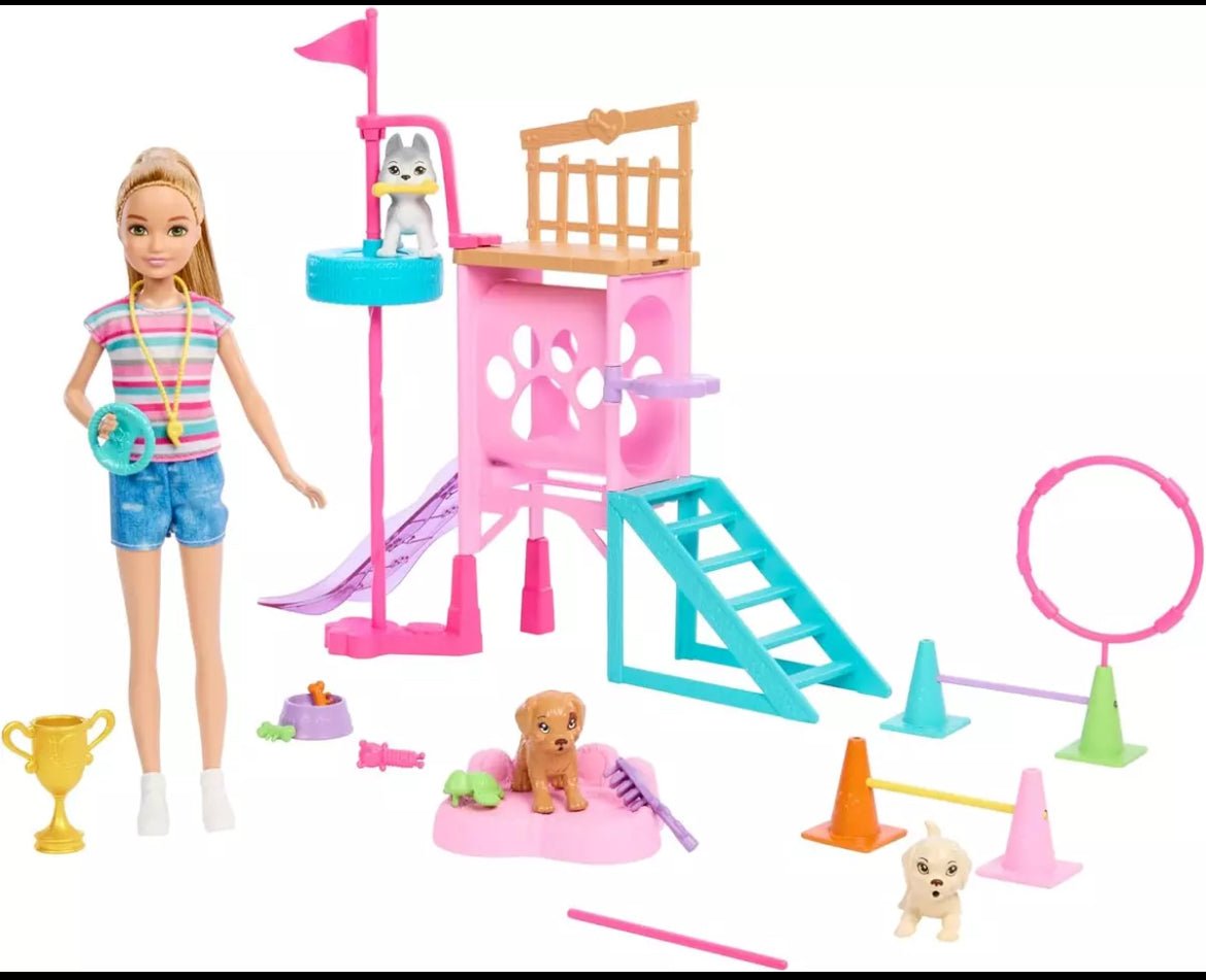 Barbie and Stacie to The Rescue Puppy Obstacle Course with Doll Playset New Gift - HAPPY HOURS