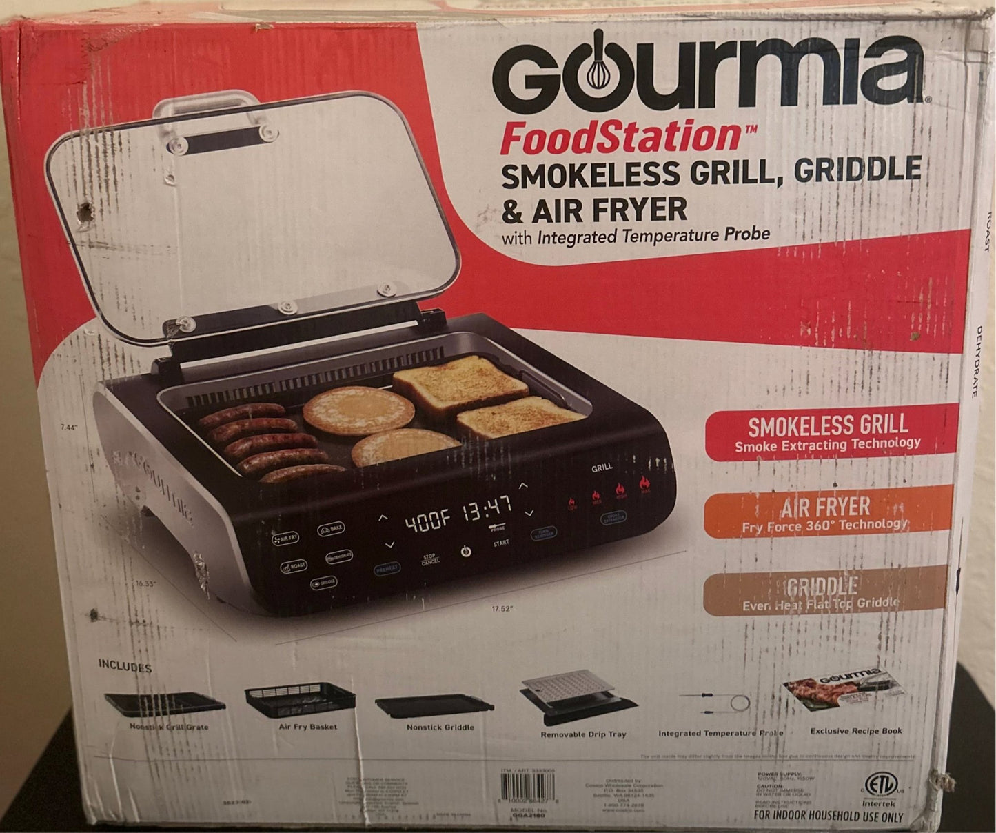 NEW GOURMIA 6 - in - 1 FOODSTATION INDOOR SMOKELESS GRILL GRIDDLE AIR FRYER - HAPPY HOURS