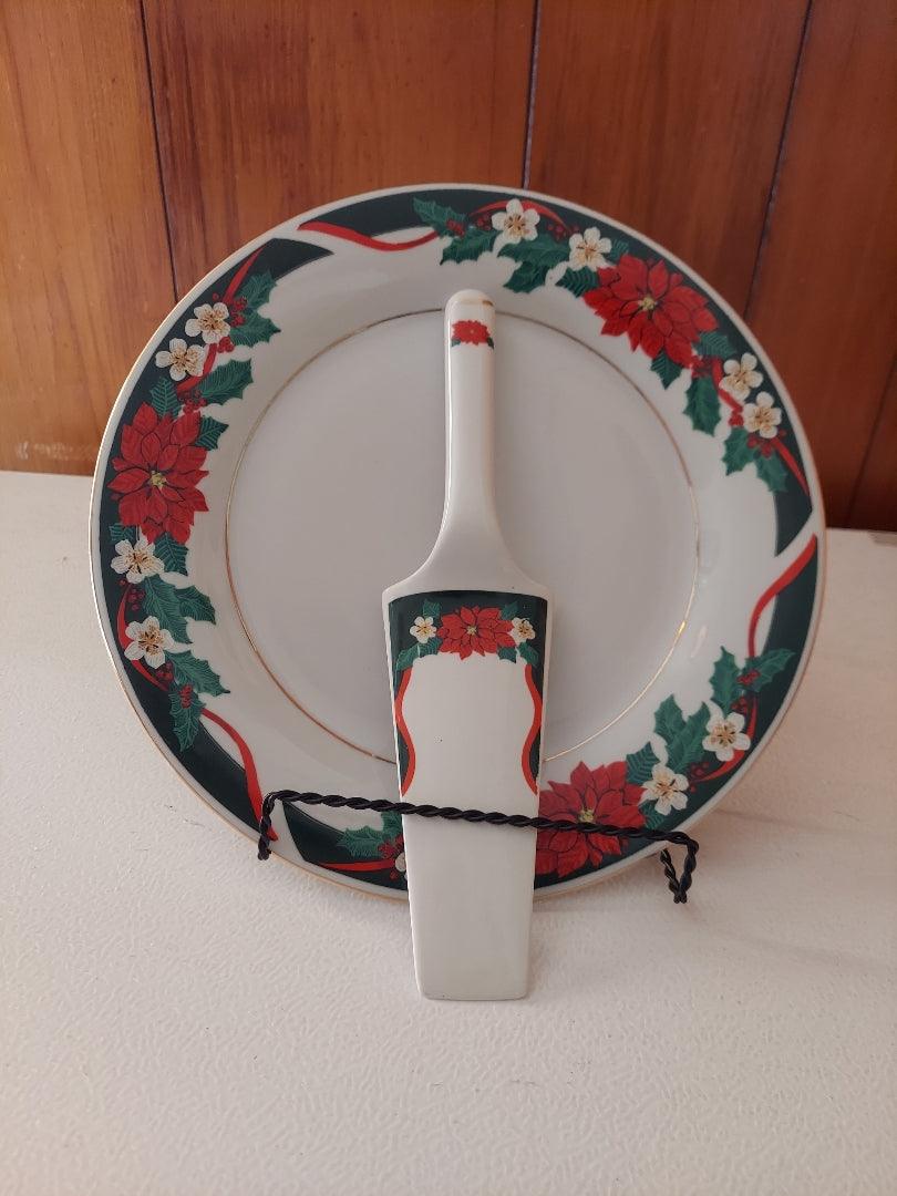 Tienshan Deck the Halls 2 Piece Christmas Cake Platter Server Set - HAPPY HOURS