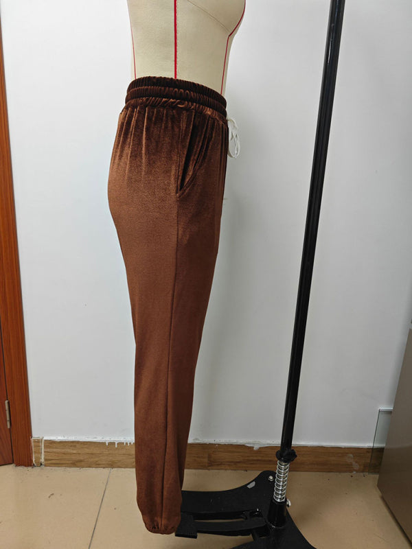 New autumn and winter versatile elastic waist casual pants