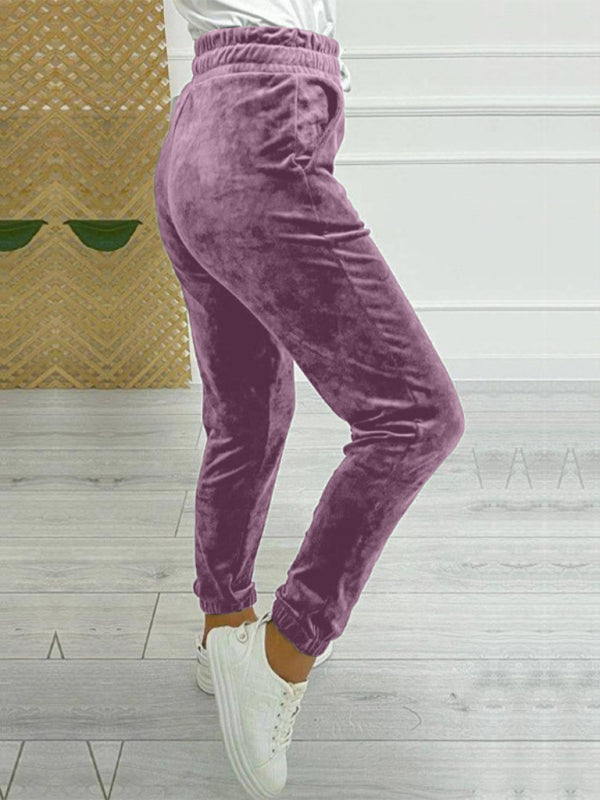 New autumn and winter versatile elastic waist casual pants