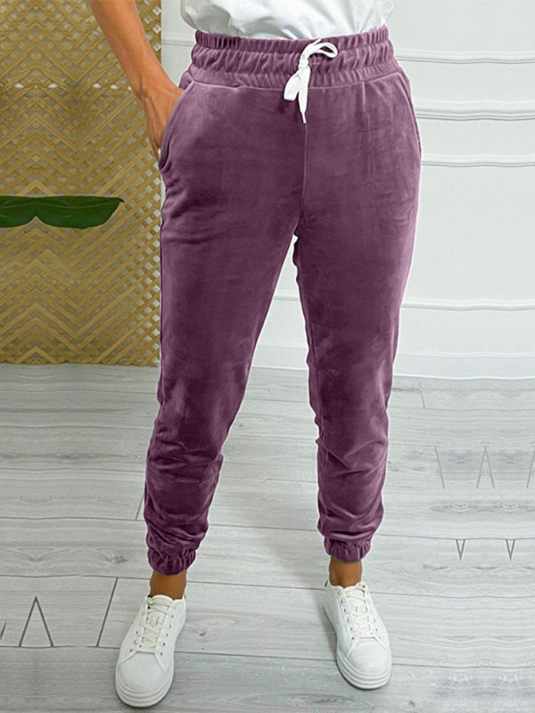 New autumn and winter versatile elastic waist casual pants