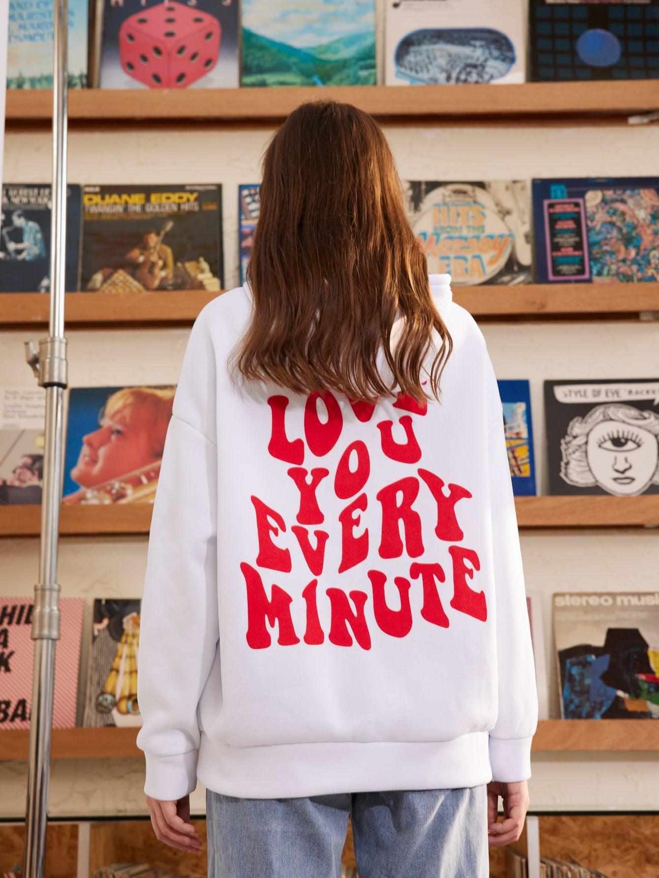 Slogan Graphic Drop Shoulder Hoodie - HAPPY HOURS