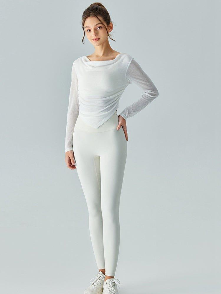 Cowl Neck Long Sleeve Sports Top - HAPPY HOURS