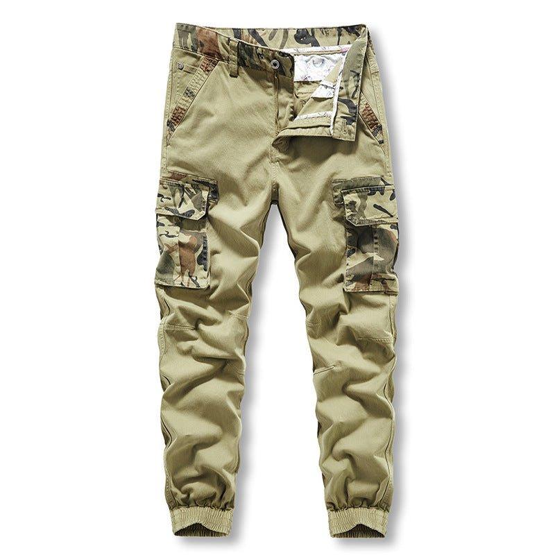 Casual pants: Men's work clothes trend, solid color, camouflage, Multi Pocket sports, washing work clothes - HAPPY HOURS