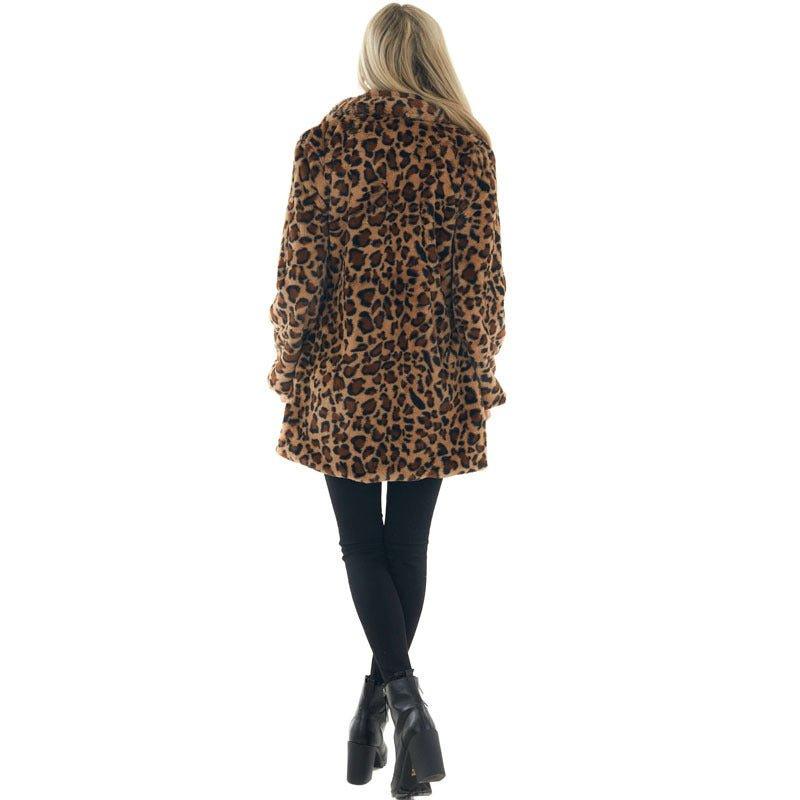 Leopard imitation fur loose fur jacket - HAPPY HOURS