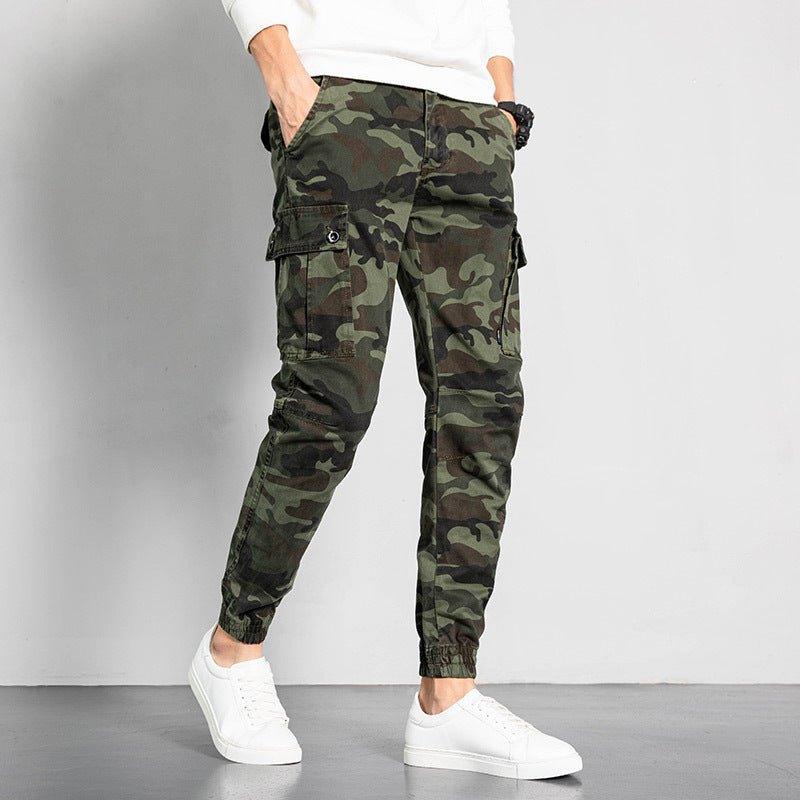 Men's overalls are fashionable and versatile. Large size washed camouflage multi bag casual pants - HAPPY HOURS