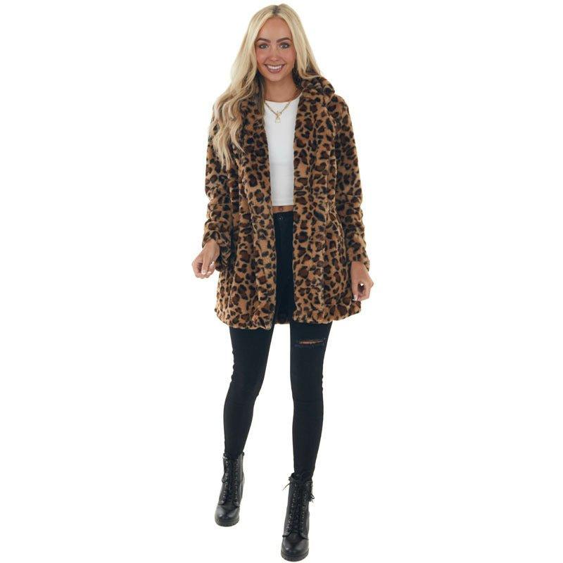 Leopard imitation fur loose fur jacket - HAPPY HOURS