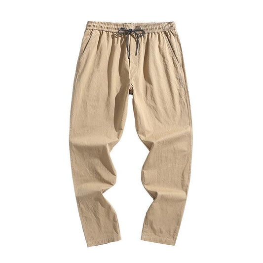 Work wear pants: Men's new Korean style trend, pure color, loose and thin, drawstring, elastic waist, casual pants - HAPPY HOURS