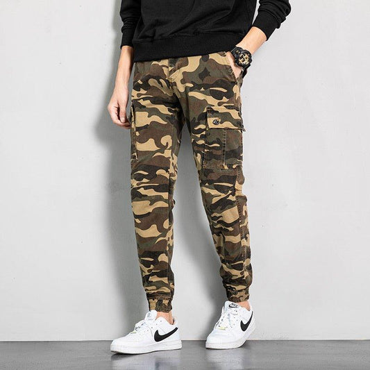 Men's overalls are fashionable and versatile. Large size washed camouflage multi bag casual pants - HAPPY HOURS