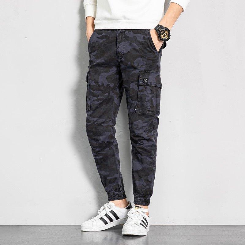 Men's overalls are fashionable and versatile. Large size washed camouflage multi bag casual pants - HAPPY HOURS