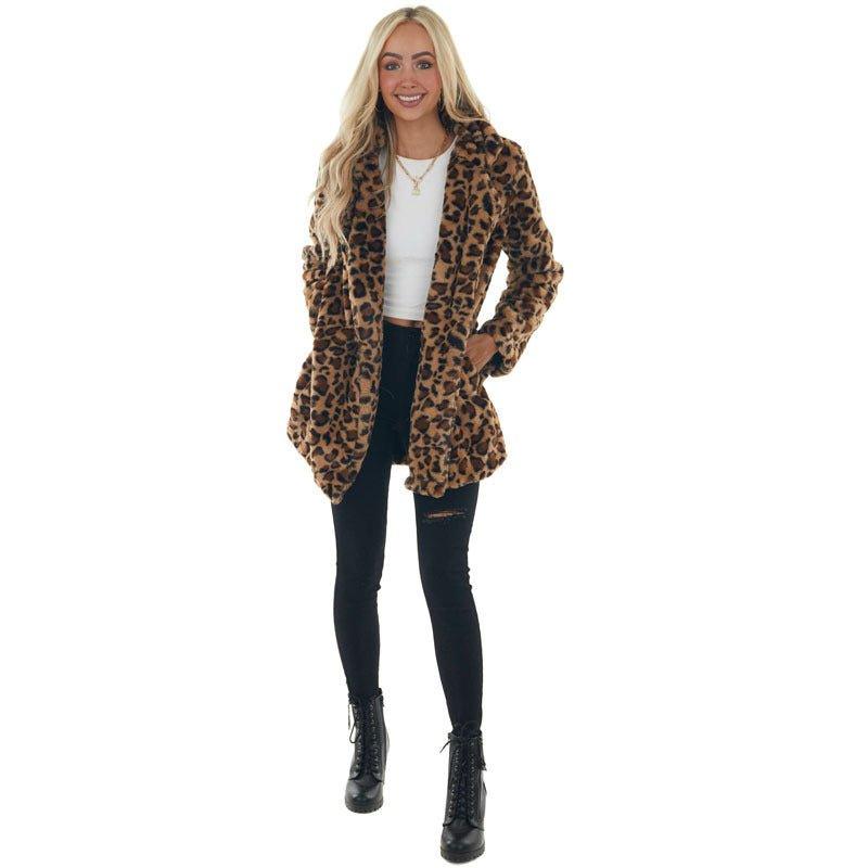 Leopard imitation fur loose fur jacket - HAPPY HOURS