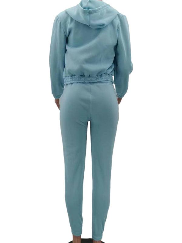 Women's Knitted Casual Sports Fleece Hooded Three-piece Suit - HAPPY HOURS
