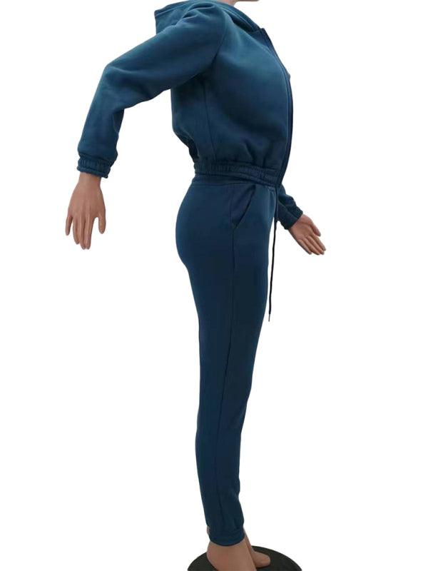 Women's Knitted Casual Sports Fleece Hooded Three-piece Suit - HAPPY HOURS